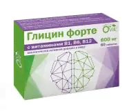 Глицин Форте Ovie с вит В1, В6, В12 600мг таб №60